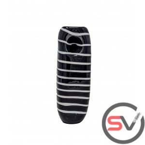 ZEBRA CUBED GLASS HAND PIPE 5inch 1CT